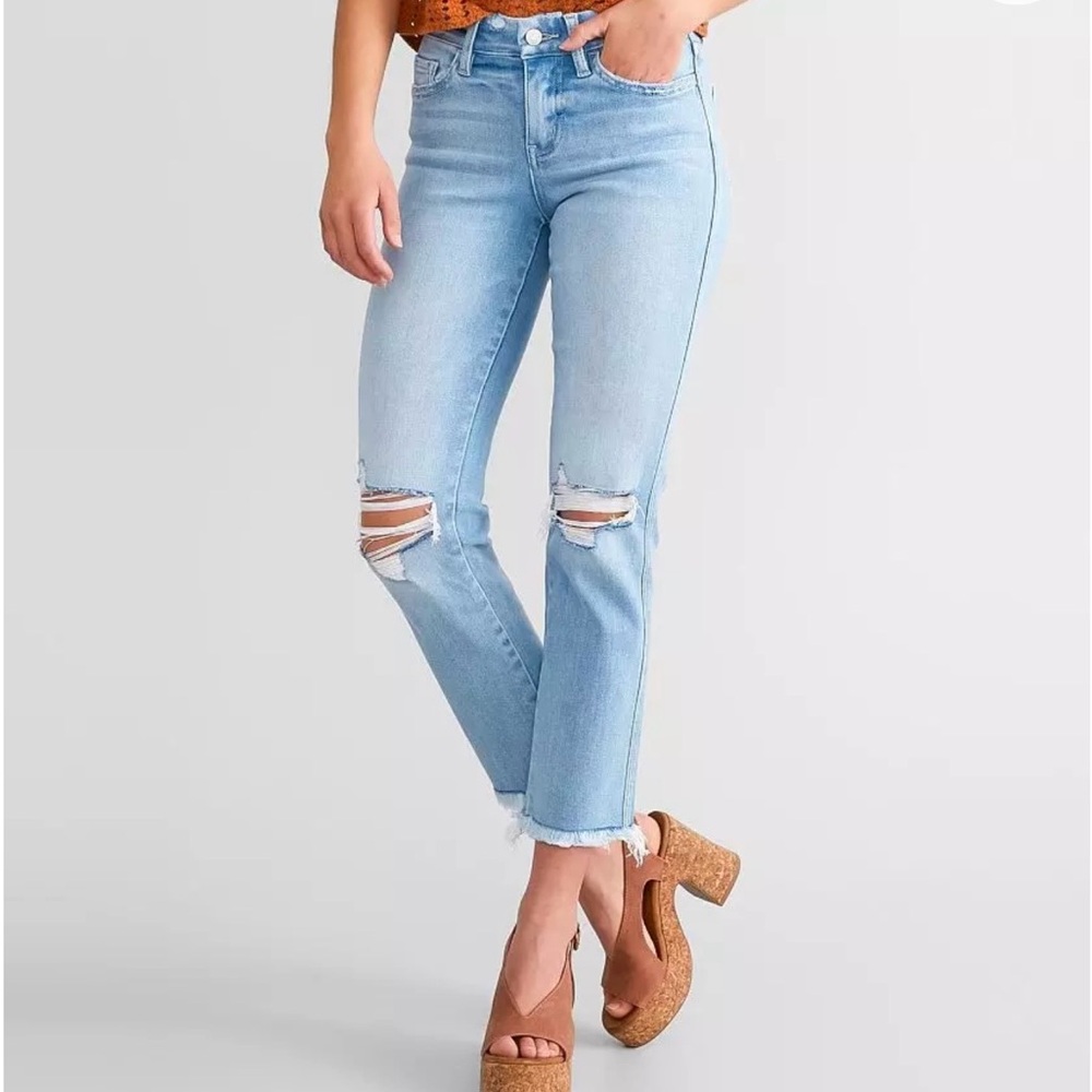Flying Monkey Light Blue Distressed Ankle Jeans